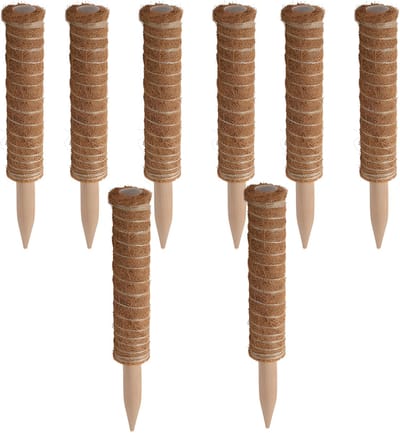 Pro garden plantenstok kokos - 8x - eucalyptushout - D4,5 x H30 cm - plantensteun