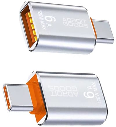 AdroitGoods Type-C naar USB 3.1 Adapter – 10Gbps supersnelle overdracht & 120W laadkracht - 1 stuk - Silver
