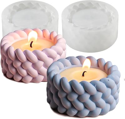 SnelShoppen - 2 Pcs Silicone Moulds voor Kaarsen, Herbruikbare Gietmallen voor DIY Aromatherapie, Epoxy Hars, 6x6x3 cm, Wit, Perfect voor Kaarsen Make