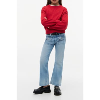 Tommy Hilfiger Girls Flare Patch Pockets Denim Light Größe: 6 | Jeans Outlet | kids | Blau