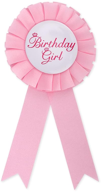 Verjaardag Meisje Badge Pin - Roze Satijnen Ribbon Happy Birthday Button voor Feestdecoratie