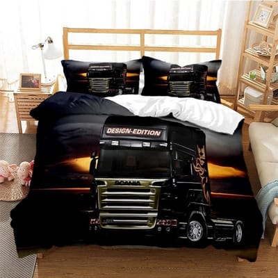 Scania Vrachtwagen Dekbedovertrek Set 3D Print Zacht Dekbedovertrek Microvezel Beddengoed Set Trendy Vrachtwagen Quilt Hoes Voor Kamerdecoratie 2/3 Stuks Eu King 240x220cm
