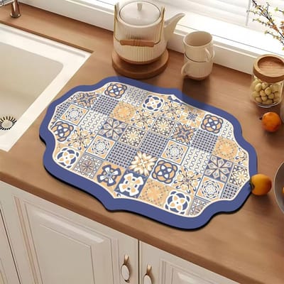 Tapis d'égouttement pour table de cuisine chinoise, amélioration en terre de diatomées, épaissi, absorbant, séchage rapide, isolation thermique, support pour tasse et assiette, antidérapant, tapis américain 40 * 60Cm [Diatom mud 2.5mm]