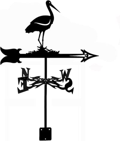 Weervaan Ekster - Windmeter Tuin - Windrichting Meten - Handgemaakt Metaal - 50x30cm - Zwart