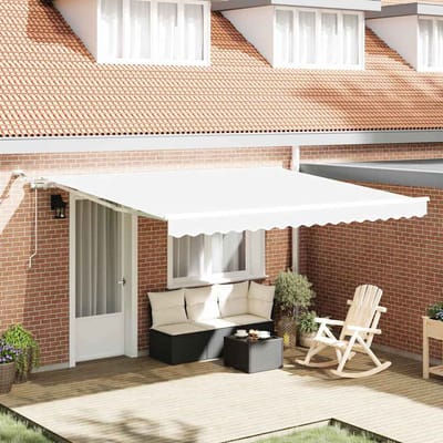 vidaXL - Uitschuifbare - luifel - Wit - 400 - × - 350 - cm - Polyester
