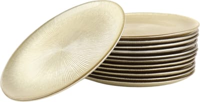 OTIX Ontbijtborden - Bordenset - 12 - Persoons - Goud - Glitter - Dessertborden - 21cm - Glas - Gebaksbordjes - AUREA