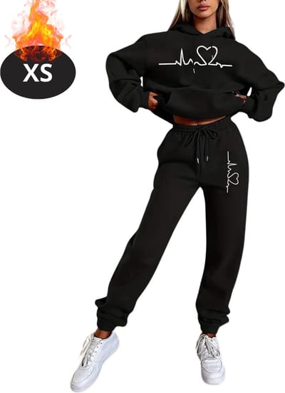 Nivard Joggingpak - Huispak - Volwassenen - Trainingspak - Comfortabel - Joggingsbroek - Tracksuit - Dames - Winter - Zwart - XS