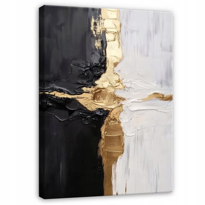 WALLARENA - Canvas schilderij - 100x70 cm - abstracte gouden glamour afbeelding voor slaapkamer, salon en keuken