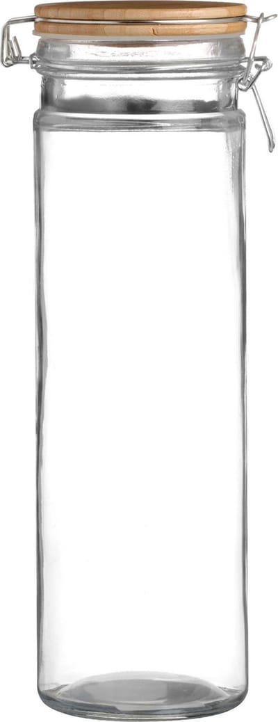 Urban Living Voorraadpot/bewaarpot - 1,9L - glas - met beugelsluiting - bamboe deksel
