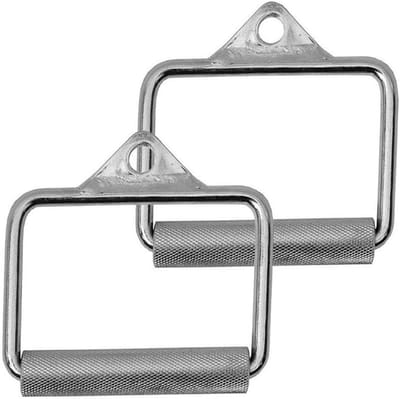 Stalen Handvat - D-greep Kabel - Kracht Training - Draaibare Grip - 16x16x4 cm - Zilver