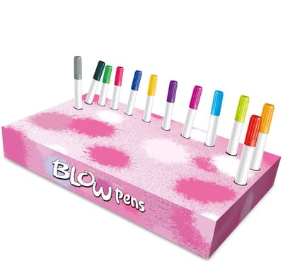 Lobbes blaaspennen set met pompje en fantasie templates voor kinderen.