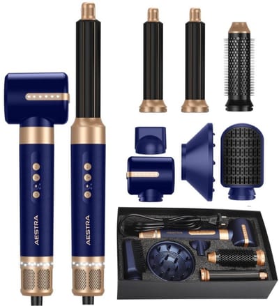 7 in 1 Hairwrap - Aestra - Föhnborstel - Föhn met Diffuser - 110.000RPM - Krultang - Krulborstel - Airstyler - Haarborstel - 1400W - Navy