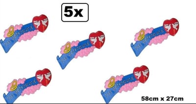 5x Wand decoratie pas getrouwd 58x27cm - Huwelijk trouwen gala thema feest vrijgezel party