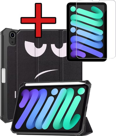 Hoesje - Geschikt voor Apple iPad Mini 7 (2024) - 8.3 inch - 7e Generatie - Met Screenprotector - Trifold Bookcase Hoes - Hard Cover Case - Met Uitsparing Geschikt voor Apple Pencil - Hardcover Book - Tablethoes - Don't Touch Me