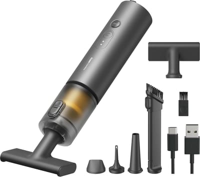 HOTO AutoCare Air Duster & Vacuum – 4-in-1 Draadloze Luchtblazer & Handstofzuiger met 20.000 Pa Zuigkracht – 3 Vermogensstanden – 5 Opzetstukken – USB-C Opladen – Draagbaar Reinigingsapparaat voor Auto, Huis & Bureau
