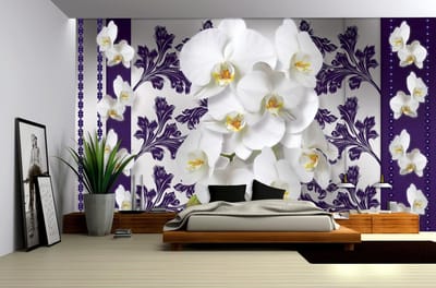 Flowers Floral Orchids Pattern Photo Wallcovering