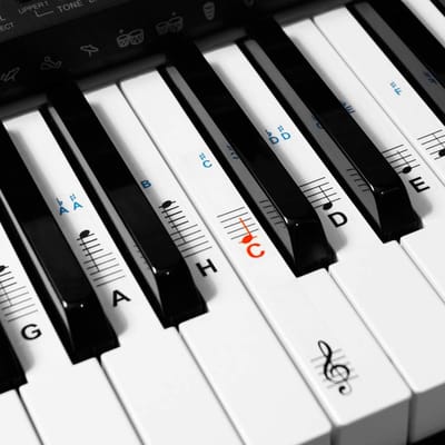 Doorzichtige Noten Stickers voor Piano, Keyboard en Elektrische Piano - 49 t/m 88 Toetsen