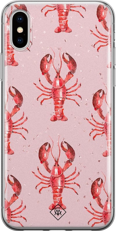 Casimoda® hoesje - Geschikt voor iPhone Xs - Lobster All The Way - Siliconen/TPU telefoonhoesje - Backcover - Planten - Geel