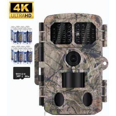 Professionele WildCamera met Nachtzicht – Wildcamera Voor Buiten – 4K & 48MP - Incl. Tripod - Incl. 64GB SD - Incl. 16 krachtige batterijen! - 2026 Model