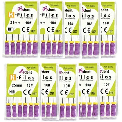 10 Paquets de K Files Dentaires Niti pour Canal Radiculaire Endo Files Nickel Titane K H R Files Petites Tailles pour Travail Dentaire de Précision yellow
