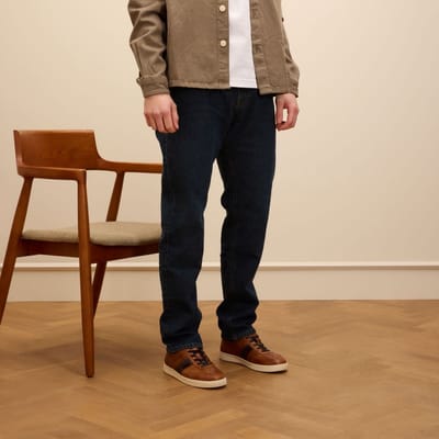 No Stress - Heren - Cognac leren sneakers - Maat 40