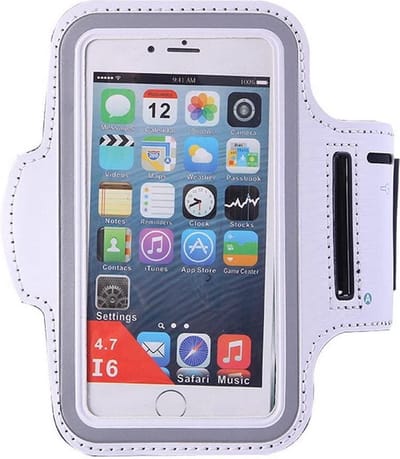Sport Armband XL wit Sportband Hardlopen Universeel Geschikt voor: Smartphone / Telefoon / Apple iPhone / Samsung / Huawei