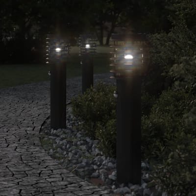vidaXL Vloerlamp voor buiten met sensor 60 cm roestvrijstaal zwart