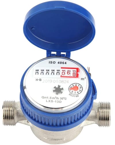Dailygoods- Koudwatermeter 15 mm - Watermeter voor huis en tuin - Hoogwaardig koper - Antioxiderend - Compact en eenvoudig te installeren - Duidelijke wijzerplaat
