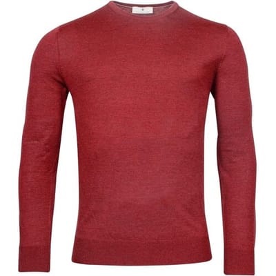 Thomas Maine Trui Merinowol Ronde Hals Single Knit Raspberry / male
