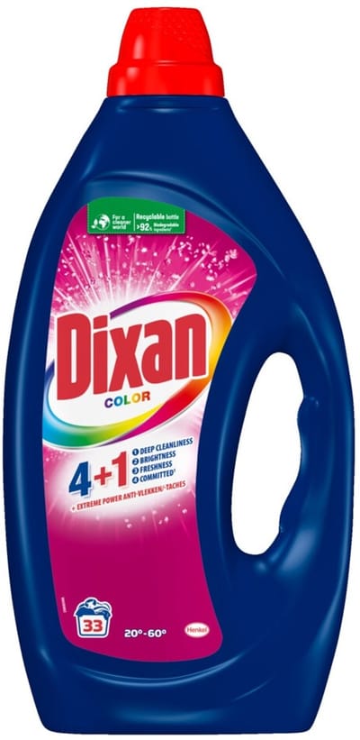 Dixan - Vloeibaar wasmiddel - Voor gekleurde was - 33 wasbeurten - 1 stuk