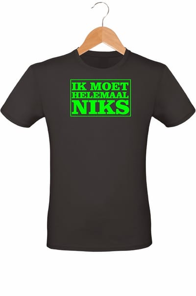 Mijncadeautje - Voordeel Cadeauset - T-shirt van 100% BIO katoen + Cap van 100% katoen - Ik moet helemaal NIKS - opdruk Groen - T-shirt maat 3XL