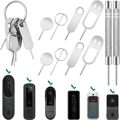 8-delige Beveiligingspin Sleutel Ontgrendel Tool voor Video Deurbellen met Verwijder Pins en Sleutelhanger, Geschikt voor Eufy, Arlo en Nest Deurbellen