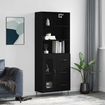 Vidaxl Wittekast, Zwart, 69,5X34X180 Cm, Materiaal Houtvezelplaat