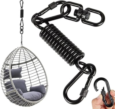 Zwenkbare Hangstoel met 2 Karabiners en 360° Rotatiehaken, Tot 250 kg, Ideaal voor Hammock, Yoga en Punching Bag