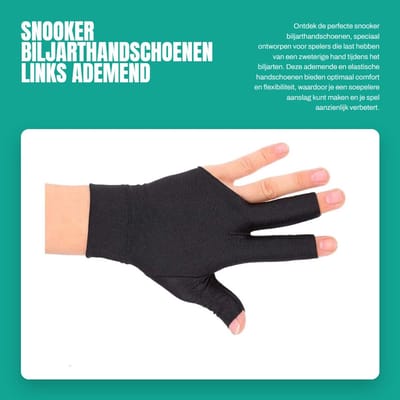 Dailygoods- Biljarthandschoenen Linkshandige - 3-Pakket - Ademend - Elastisch - Open Vingertoppen - Comfortabel en Flexibel - Snookerhandschoen