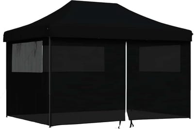Pop-up Tent - Feesttent Tuinpaviljoen - Buitenfeest Organiseren - Inclusief 4 Zijwanden - 410 x 315 cm - Zwart