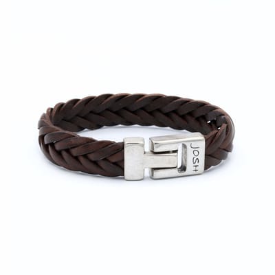 JOSH Bruin Armband 24001-BRA-BROWN (LENGTE: 20.5-22.5 CM)