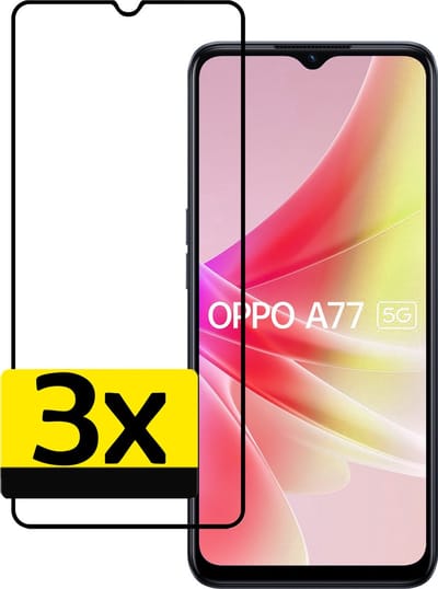 Screenprotector - Geschikt voor OPPO A77 - 3 Stuks - Full Cover - Beschermglas - Gehard Glas - Tempered Glass - Screen Protector