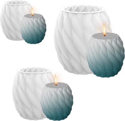 Set van 3 Kaarsvormen voor Gieten, Spiralen en Ronde Vormen, Silicone Mallen voor DIY Aromatherapie Kaarsen en Epoxy Houders