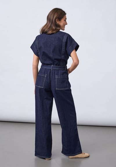 SISTERS POINT Feba-ju1 - Dames Jumpsuit - Unwashed Denim - Maat XS
