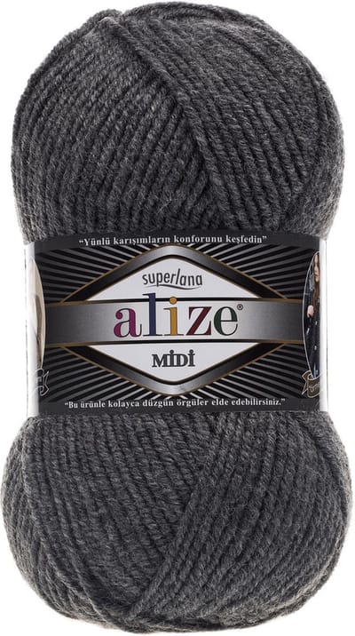 Alize Superlana Midi 182 Medium Grey Pakket 5 Bollen 500 Gram