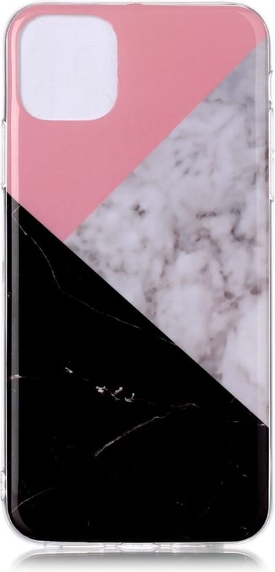 Peachy Marmer Patroon Natuursteen Roze Wit Zwart Hoesje Case geschikt voor iPhone 11 Pro Max
