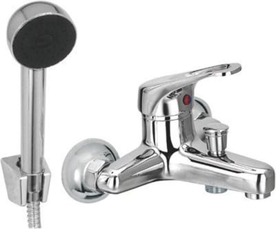 Go by Van Marcke Flow eengreepsmengkraan baddouche compleet inclusief handdouche hartafstand 15 cm keramische schijven inclusief rozetten en Skoppelingen
