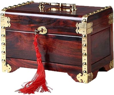 Sieraden Opbergdoos - Houten Juwelendoos - Sieraden Opbergen - Dubbellaags Ontwerp - Veelzijdig Draagbaar - Vintage Bruin