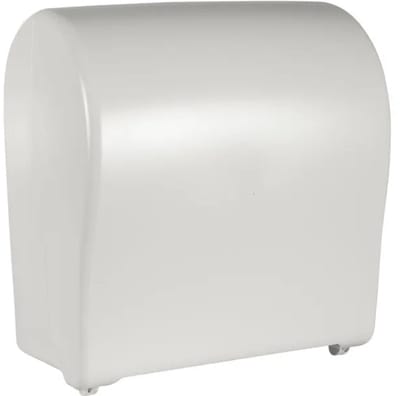 Compact Autocut Dispenser – Wit – Gerecycled kunststof – Voor handdoekrollen tot Ø19,5 cm