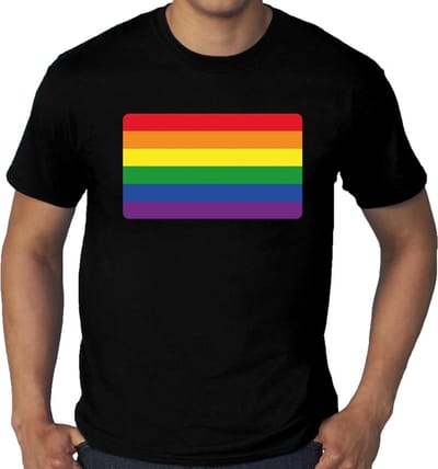 Gay pride grote maten regenboog vlag t-shirt - zwart plus size homo/regenboog shirt voor heren - gay pride XXXL
