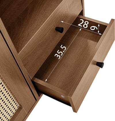 Dressoir in landelijke stijl met rotan deuren – 130 x 75,5 x 40 cm – magnetische sluiting, verstelbare planken, stabiele constructie – elegant en veelzijdig ontwerp [OUDE SKU:WF298018019NAA]