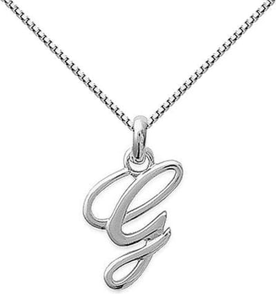 Amanto Ketting Letter G - 925 Zilver Gerhod. - Alfabet - 12x18mm - 50cm