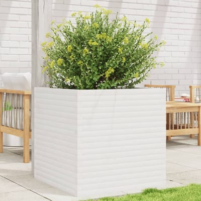 vidaXL - Plantenbak - 70x70x68,5 - cm - massief - grenenhout - wit