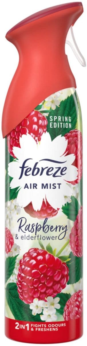Febreze Luchtverfrisser - Spring Edition - Raspberry & Elderflower - Verwijdert geuren en laat een lichte frisse geur achter - 185ml